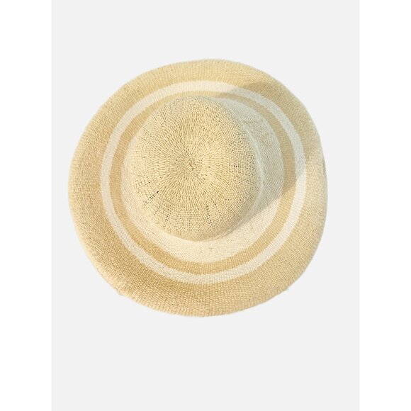 A New Day Striped Floppy Brim Beach Hat Cream Color S/M - Picture 3 of 9
